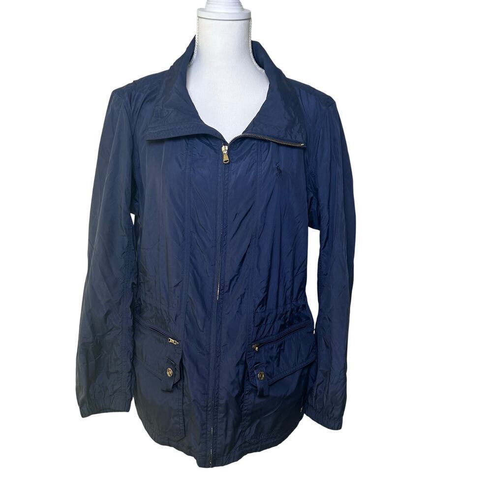 Ralph Lauren Golf women's navy anorak wind rain full zip jacket size M‎